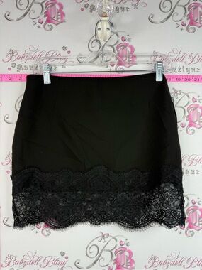 Zara skirt lace trim hem mini skirt sexy Black Lace Trim Mini Skirt